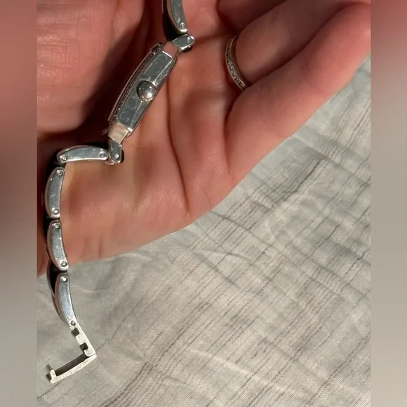 Brighton Encino Crystal Bezel Bracelet Watch Black Silver Japan Quartz - Picture 7 of 8